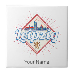 Leipzig Germany Saxony Retro Skyline Vintage Ceramic Tile