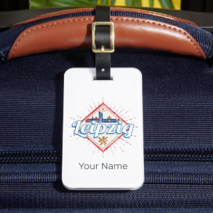 Leipzig Germany Saxony Retro Skyline Vintage Luggage Tag