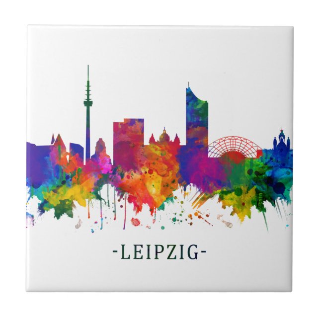 Leipzig Germany Skyline Ceramic Tile (Front)