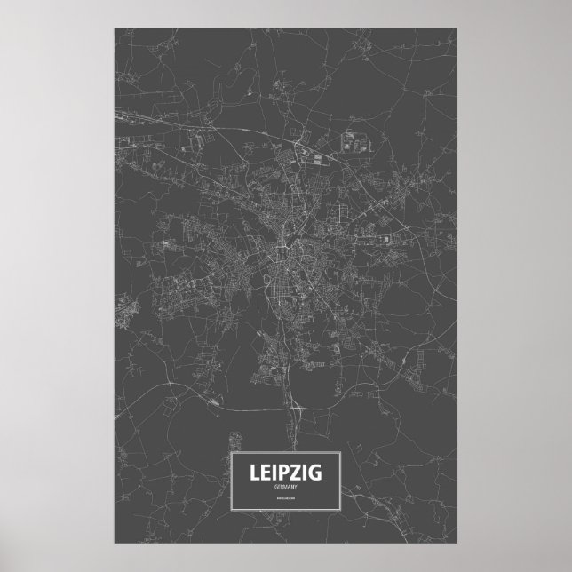 Leipzig, Germany (white on black) Poster (Front)