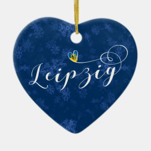 Leipzig Heart, Christmas Tree Ornament, Germany Ceramic Tree Decoration