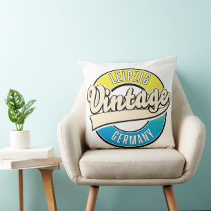 Leipzig vintage style logo. cushion