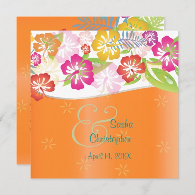 Leis/Luau/hibiscus Wedding Invitations (Front/Back)