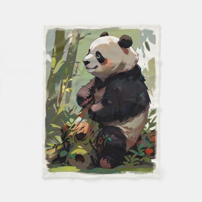 Leisure Bear - Panda Bear Fleece Blanket (Front)