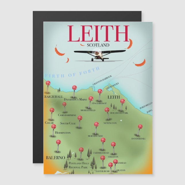 Leith Scotland vintage style map (Front/Back)