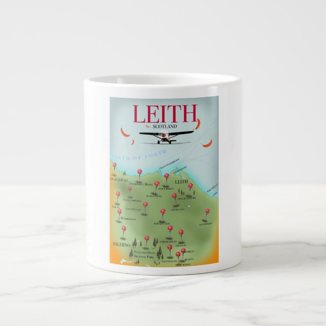 Leith Scotland vintage style map Large Coffee Mug (Front)