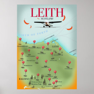 Leith Scotland vintage style map Poster