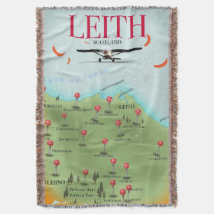 Leith Scotland vintage style map Throw Blanket