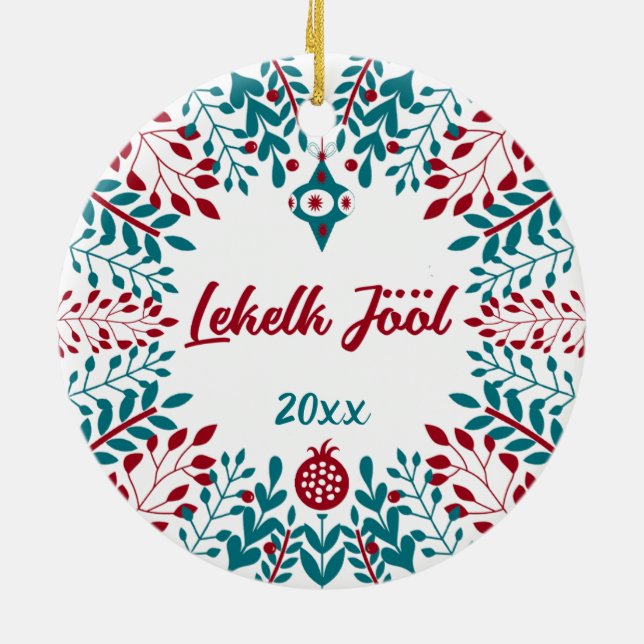 Lekelk Jööl, Sylt North Frisian Christmas Greeting Ceramic Ornament (Back)