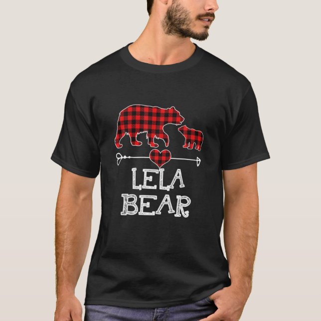 Lela Bear , Red Buffalo Plaid Lela Bear Pajama T-Shirt (Front)