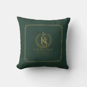 L'Élégance Forest Green & Gold Throw Pillow   Pari