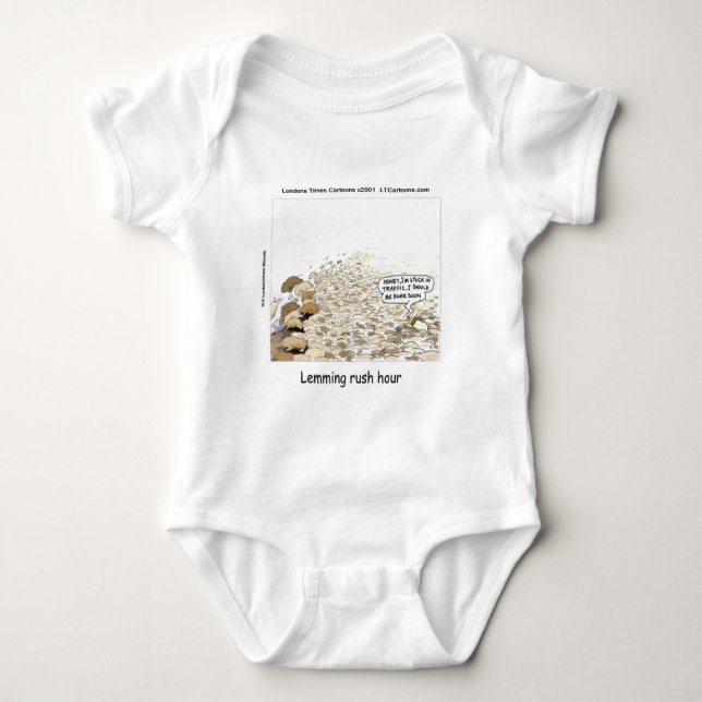 Lemmings Rush Hour Funny Baby Bodysuit (Front)