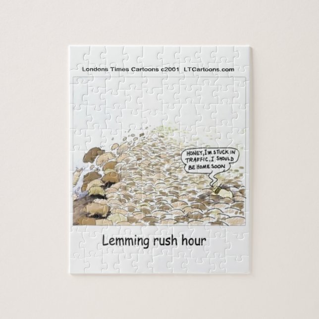 Lemmings Rush Hour Funny Jigsaw Puzzle (Vertical)