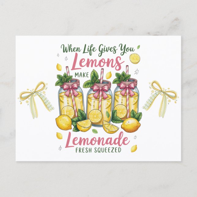 Lemmon Quotes Lemon Juice Watercolor Postcard (Front)