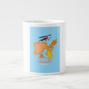 Lemmos Greek Map Illustrated travel poster Large Coffee Mug