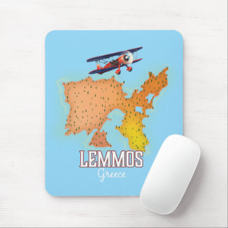 Lemmos Greek Map Illustrated travel poster Mouse Pad