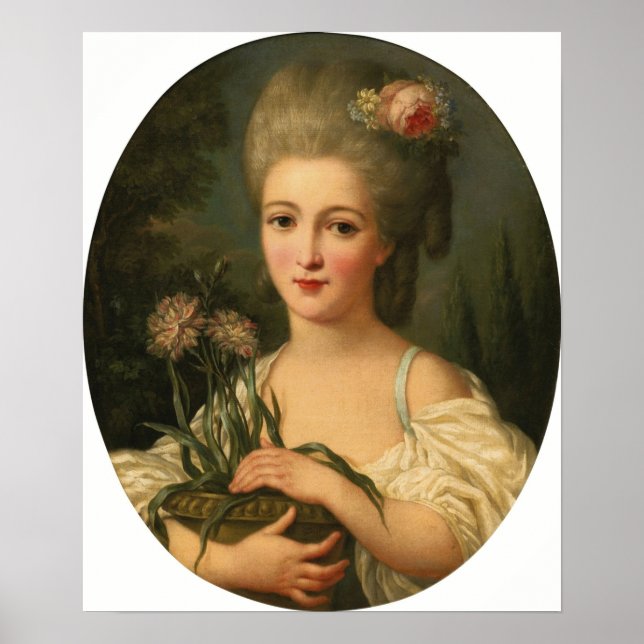 Lemoine - Portrait Of A Girl Holding A Flower Pot Poster (Front)