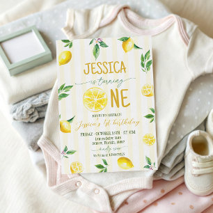 Lemon 1st Birthday Invitation Little Cutie