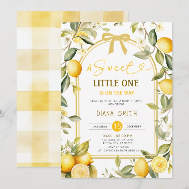 Lemon A Sweet Little One Baby Shower Invite (Front/Back)