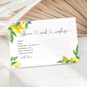 Lemon advice and wishes bridal shower card