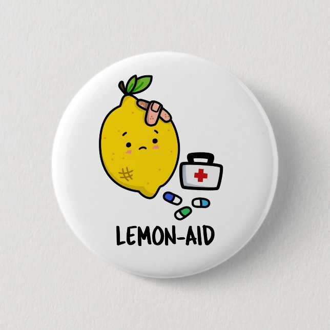 Lemon-aid Funny First Aid Lemon Pun  6 Cm Round Badge (Front)