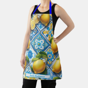 Lemon Amalfi Mediterranean Tiles Diamonds Apron