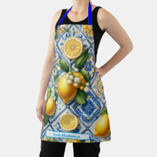 Lemon Amalfi Mediterranean Tiles Diamonds Apron