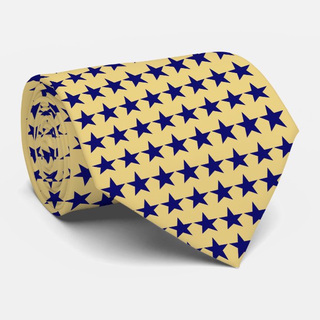 Lemon and Azure Stars Pattern Tie (Rolled)