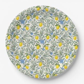 Lemon and Blue Floral Pattern Plate