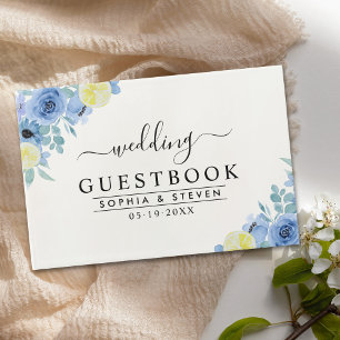 Lemon and Blue Mediterranean Wedding Guest Book