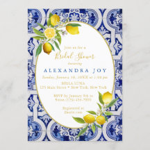 Lemon and Blue Spanish Tile Invitation