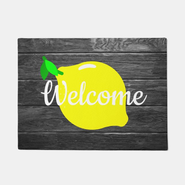 Lemon and Faux Wood "Welcome" Door Mat (Front)