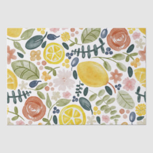 Lemon and floral botanical tissue paper