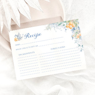 Lemon and Floral Bridal Shower Recipe Card