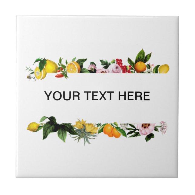 Lemon and fruit frame custom text  ceramic tile (Front)