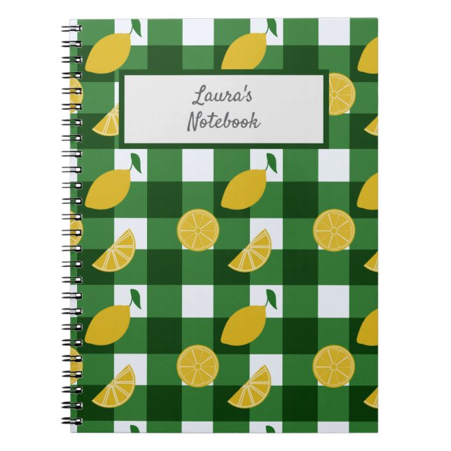Lemon and green gingham  notebook (Front)