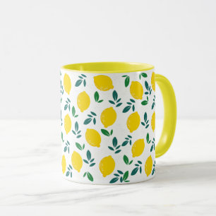 Lemon and Green Leaves Pattern Mug