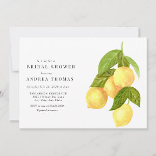 Lemon and Greenery   Botanical Bridal Shower Invitation