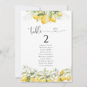 Lemon and Greenery Citrus Table Seating Chart