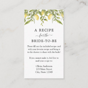 Lemon and Greenery Recipe Request Enclosure Card