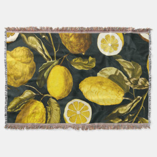 Lemon and Leaf Pattern V Throw Blanket