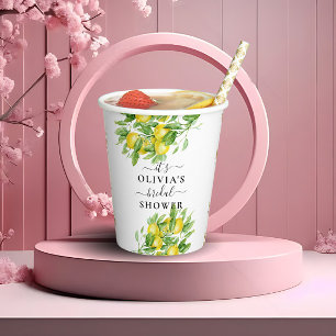 Lemon and Leaves Bridal Shower Paper Cups