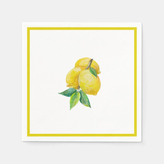 Lemon and Leaves Cocktail  Napkin (Front)