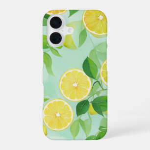 Lemon and Leaves Watercolor Phone Case
