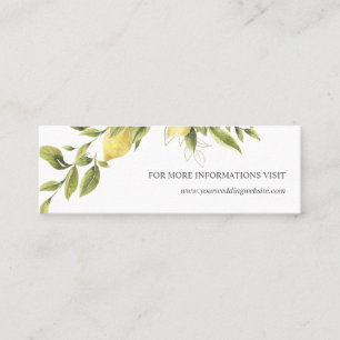 Lemon and leaves Yellow Wedding Website Mini Business Card