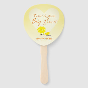 Lemon and Lemon Slice Baby Shower Heart Yellow Hand Fan