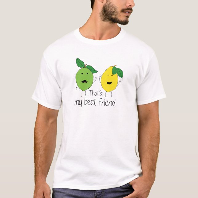 Lemon and Lime Best Friends BFF Lemon Art Besties T-Shirt (Front)