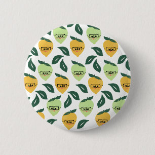 Lemon and Lime Citrus Cartoon Illustration 6 Cm Round Badge