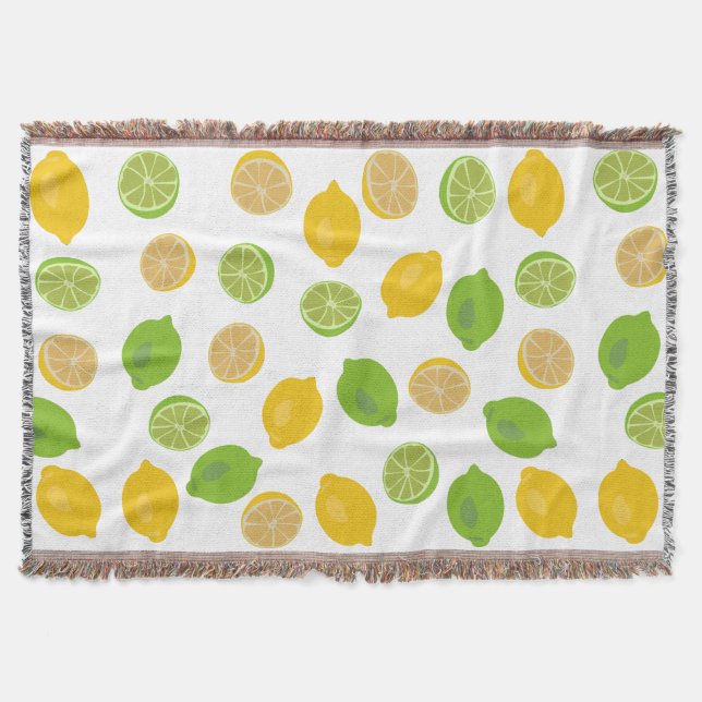 Lemon and Lime Pattern Throw Blanket (Front)