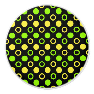 Lemon And Lime Rings And Polka Dots by STaylor Ceramic Knob